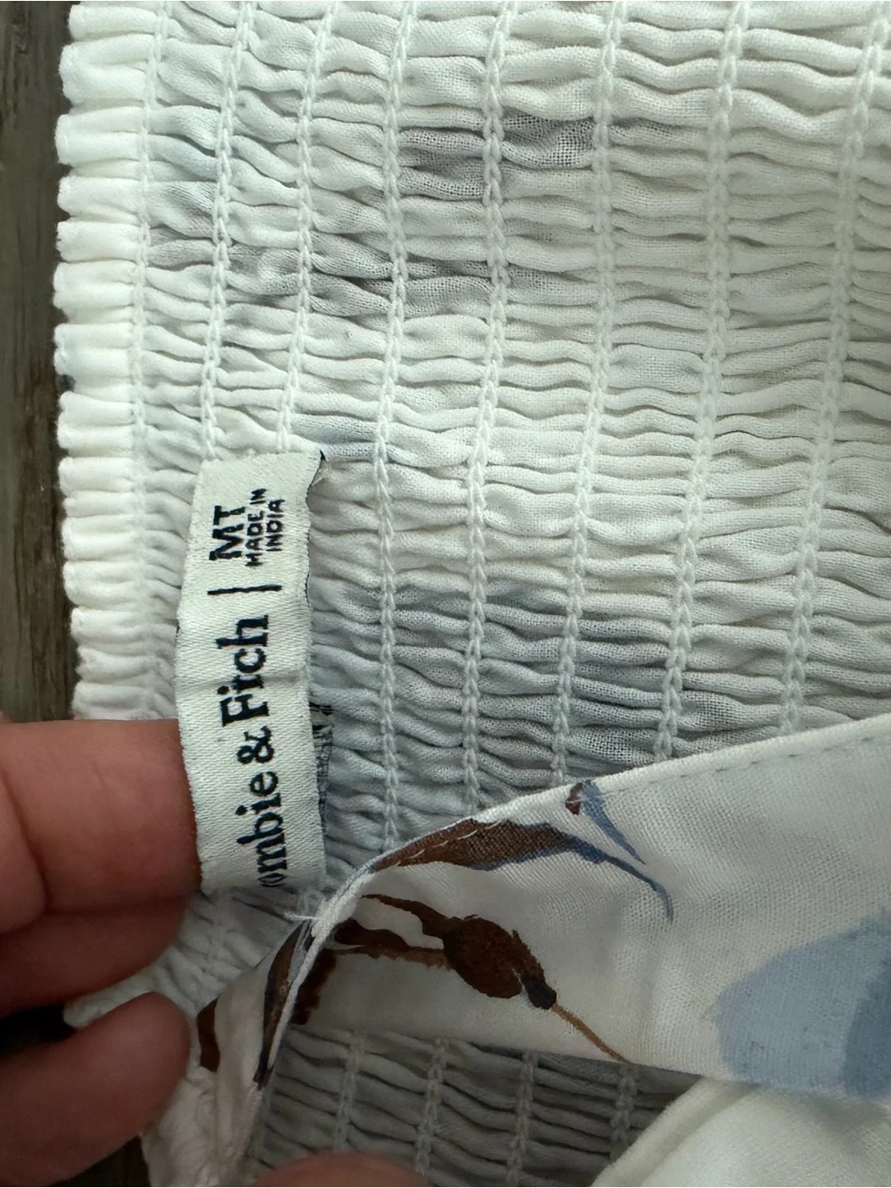 Abercrombie & Fitch Cream Maxi Dress with Blue Floral Print tie straps.